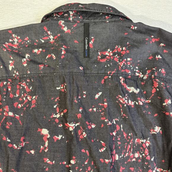 Vtg Calvin Klein Snap Down Shirt Mens Medium Galaxy Cosmos Print Casual Collar - Picture 9 of 10